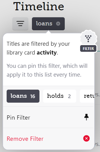 menu presented when you tap an applied filter