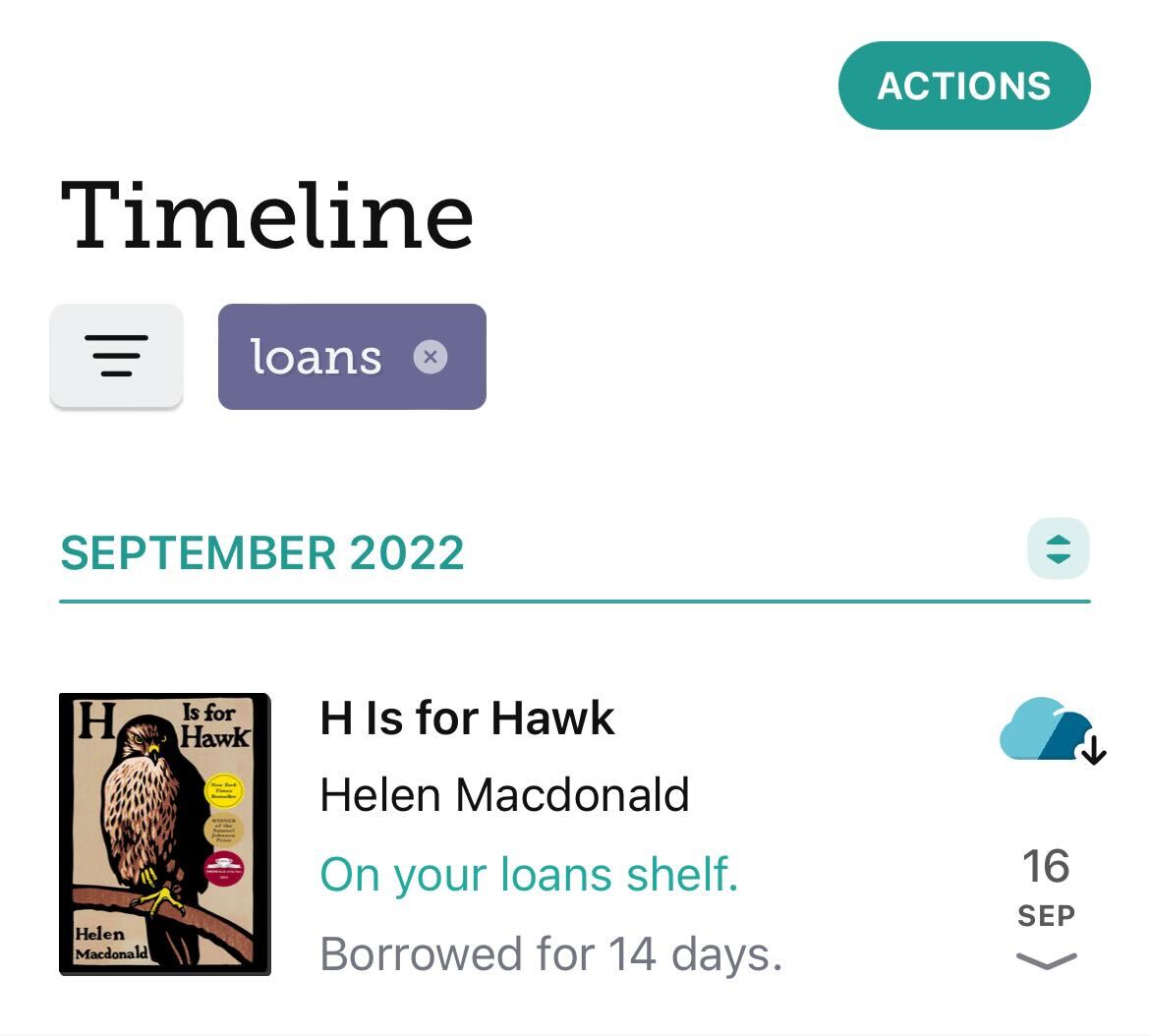 timeline with "loans" filter applied