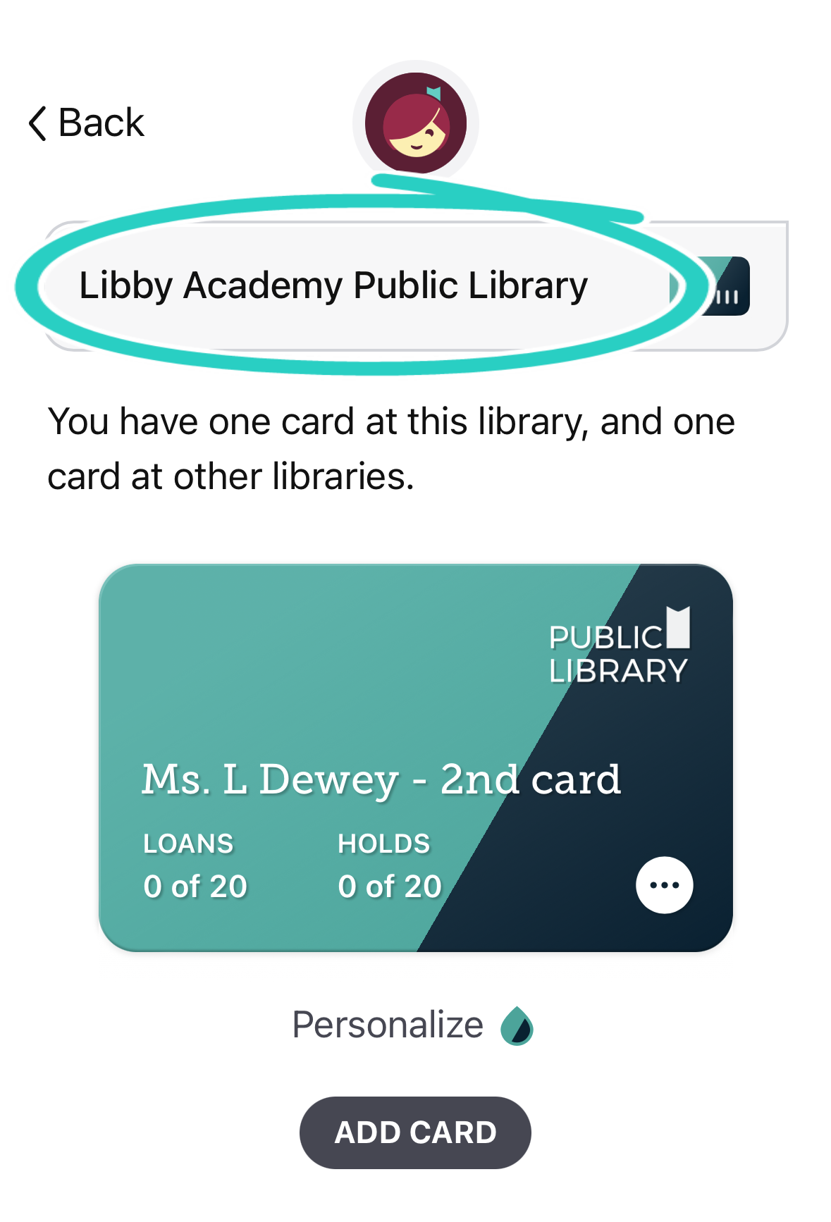 L’écran Gestion des cartes avec des mini-cartes de bibliothèque surlignées