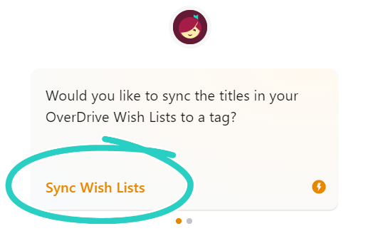 Notification de synchronisation de la liste de souhaits dans Libby